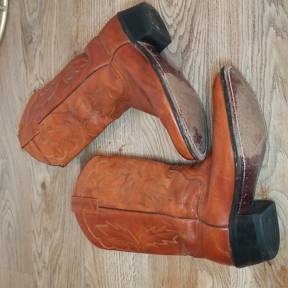 Miller Stockman Mens Cognac Cowboy Boots Size 7 1/2 - Picture 10 of 12